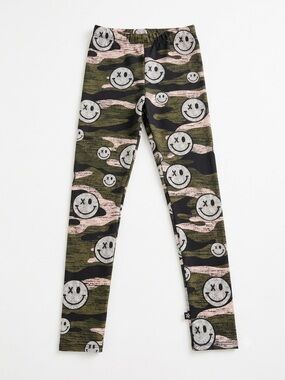 Pixie Lane High Shine Camo Smile Print Leggings Size 7